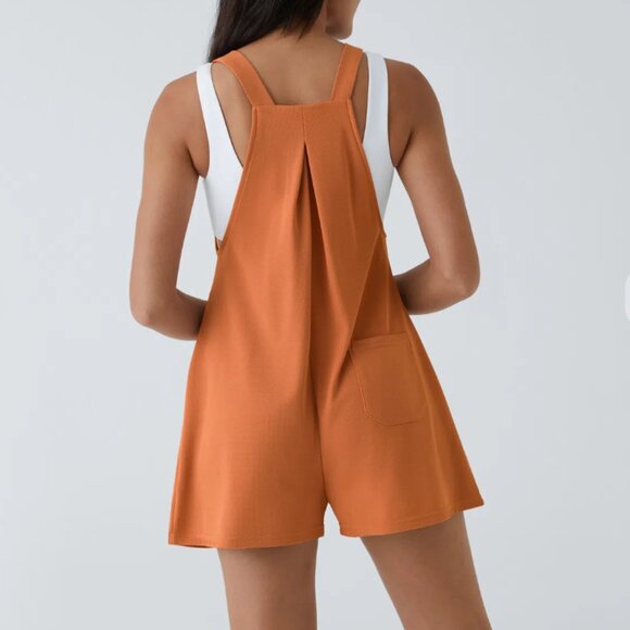 New! Halara Orange Waffle Casual Overalls | S - Picture 4 of 10